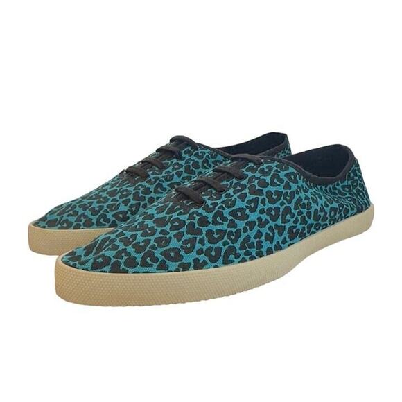 Saint Laurent Venice Print Aqua Blue Low Top Sneakers 41 - Picture 1 of 6